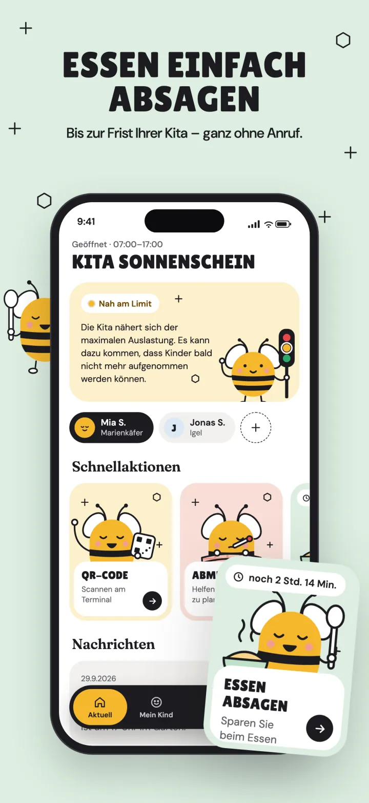Essen einfach absagen: Bis zur Frist Ihrer Kita – ganz ohne Anruf.