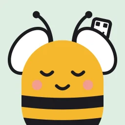 App-Icon der Bienenstock Personal-App: Biene mit Ausweis auf mintgrünem Grund