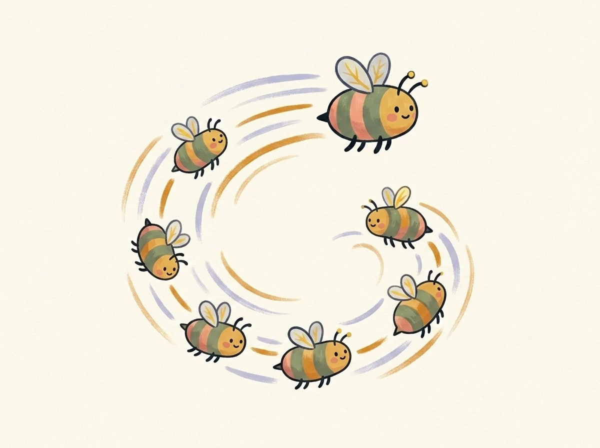 Bienenschwarm in koordinierter Formation — symbolisiert Personalorganisation